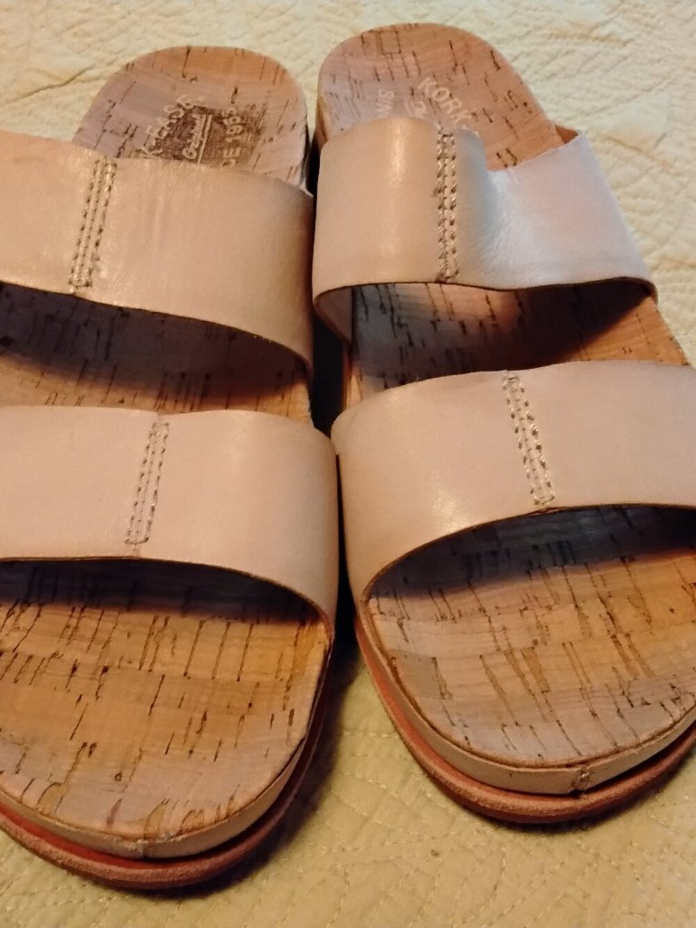 Kork-Ease Tutsi Dual Band Sandal Leather Slip On Natural Comfy Minimalist Size 8